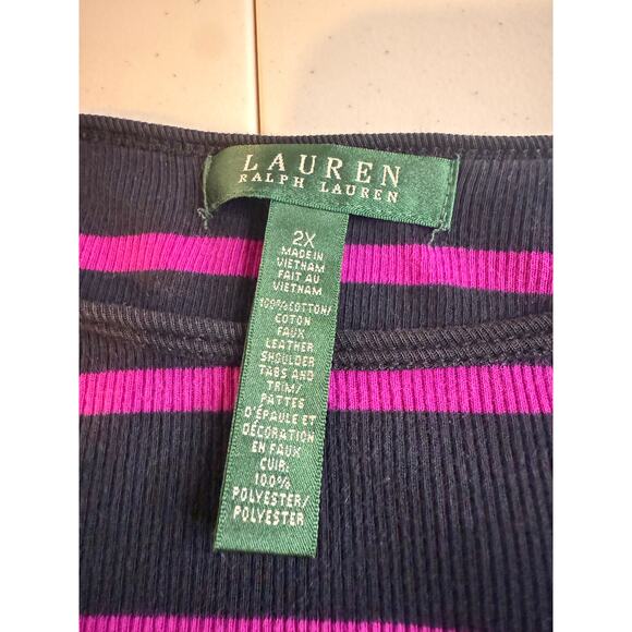 Lauren Ralph Lauren Women’s Plus 2X Black and Purple striped with zip shoulders - Picture 7 of 8